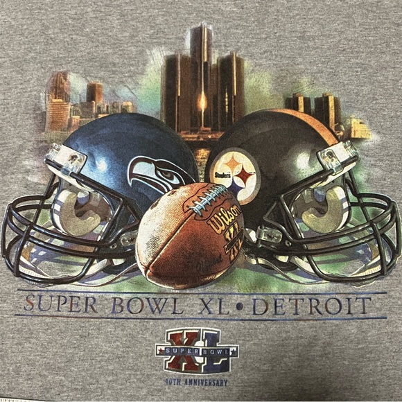 NFL Super Bowl XL Pittsburgh Steelers Seattle Seahawks Long Sleeve Tee 2006 - Picture 3 of 10